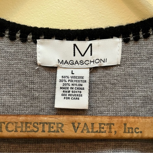 MAGASCHONI | long grey cardigan with black trim - Picture 3 of 3
